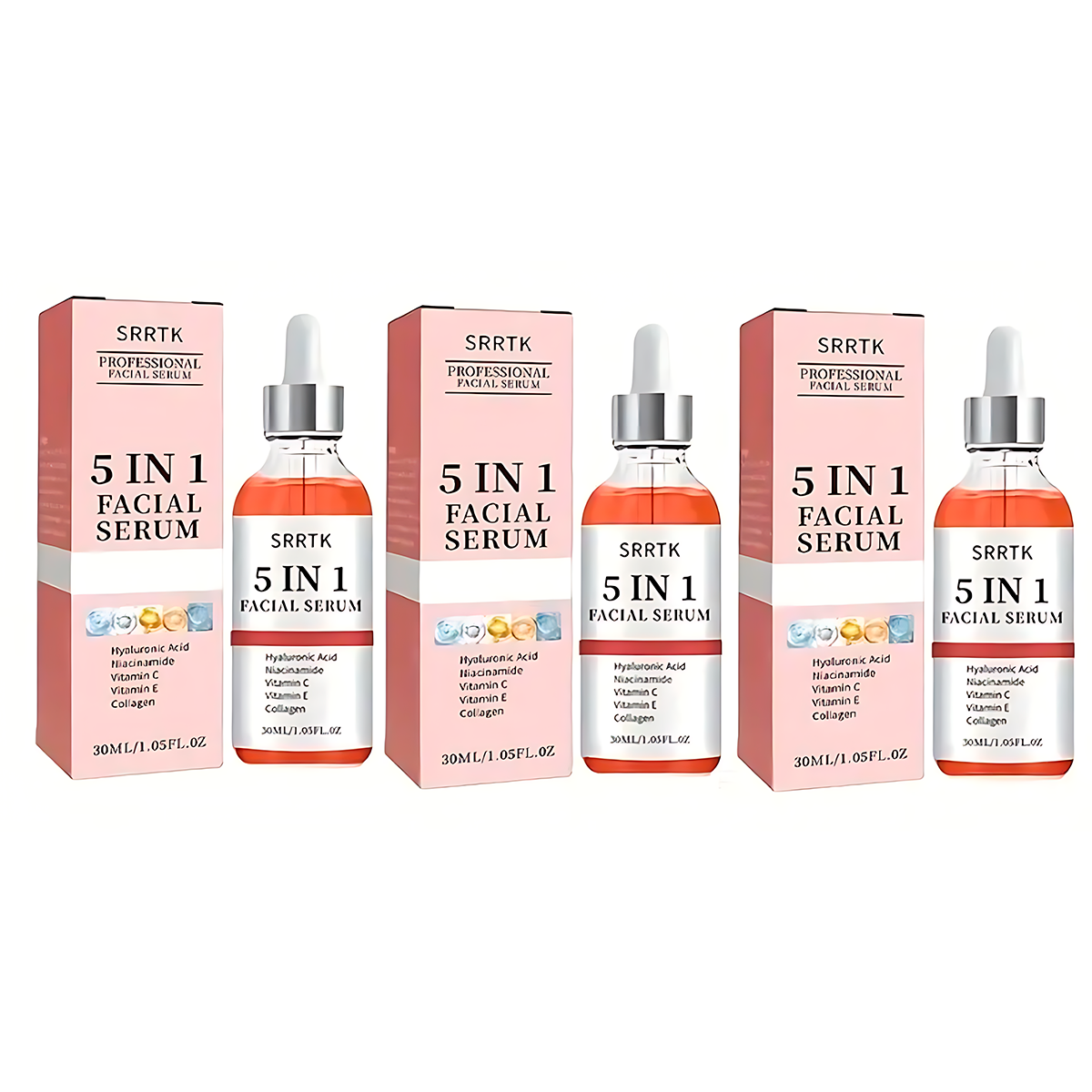 Serum Facial 5 en 1 con Ácido Hialurónico y Colágeno - Cuidado Facial Completo