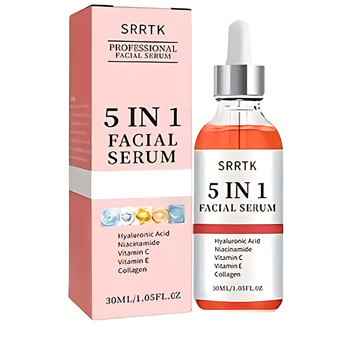 Serum Facial 5 en 1 con Ácido Hialurónico y Colágeno - Cuidado Facial Completo