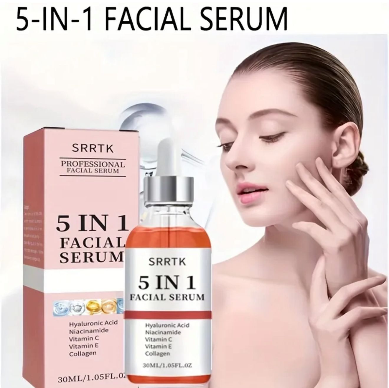 Serum Facial 5 en 1 con Ácido Hialurónico y Colágeno - Cuidado Facial Completo
